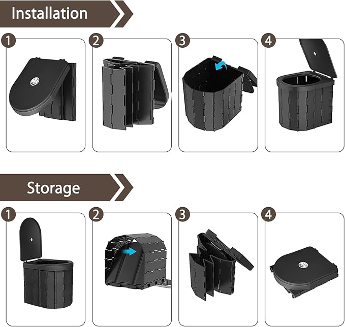 Portable Outdoor Camping Toilet Kit for AdultsPop Up Privacy Tent Camping Folding Toilet 30 Toilet Bags Washable Foldable for Travel RV Car Beach Hiking
