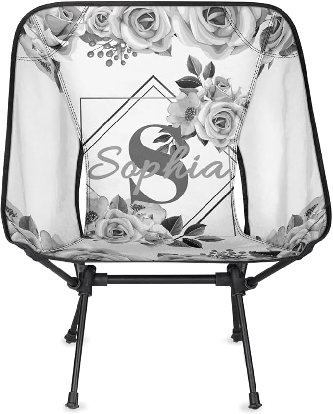 Camping Chair Personalized Backpacking Chair Lightweight Portable Folding Customized Name Chairs for Beach Sport Hiking (Gery)