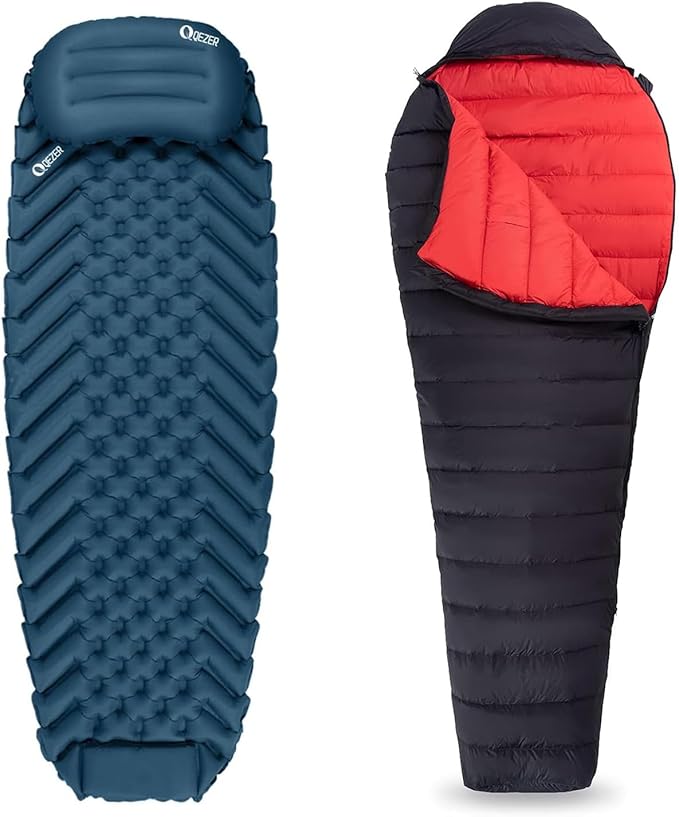 Summer Sleeping Bag with Sleeping pad and Detachable Inflatable Pillow