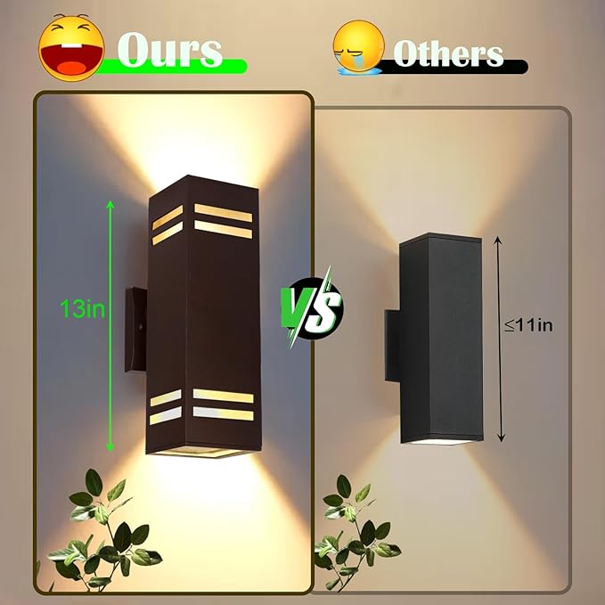 Dusk to Dawn Outdoor Wall Light Brown Exterior Up Down Lights Outdoor Light Fixture Porch Lights Wall Mount 2 Pack IP65 Aluminum Modern Outside Lights for House Front Door Porch