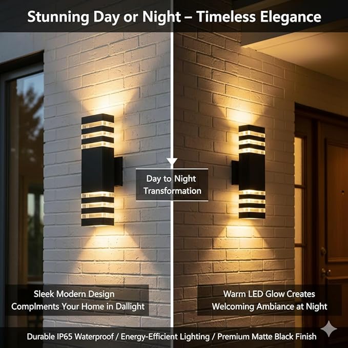 16Pack 15inch Outdoor LED Wall Lights18W Outdoor Up&ampDown Wall Light Aluminum Body 4000K Day White Waterproof IP65 Outside Wall Lights 1800LM Outdoor Wall Mount Lights for Wall porch Garage Garden