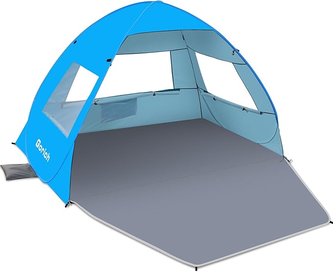 Gorich Easy Pop Up Beach Tent for 3-4 Person UPF 50+ UV Protection Beach Umbrella Sun Shelter Portable Lightweight Shade with Easy Foldable &amp Instant Setup