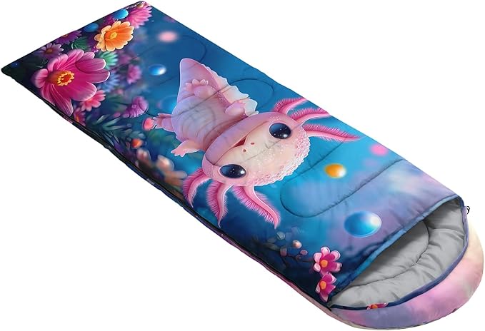 AILONEN Cartoon Camping Sleeping Bag for Boys Girls AdultsLightweight &amp Waterproof3 Season Warm &amp Cold WeatherPortablePrinted Sleeping BagTravelingCampingHiking