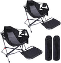 CDEN Hammock Chair with Footrest Rocking Camping Chair Swinging Camping Chairs with Detachable Footrest Cup Holder Side Pocket Armrest Foldable for Picnic Travel Festival (2 Pack)
