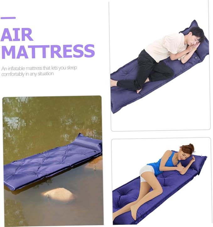 Inflatable Camping Mat with Integrated Pillow Portable and Convenient Sleeping Cushion for Hiking Backpacking and Outdoor Adventures Lightweight Design