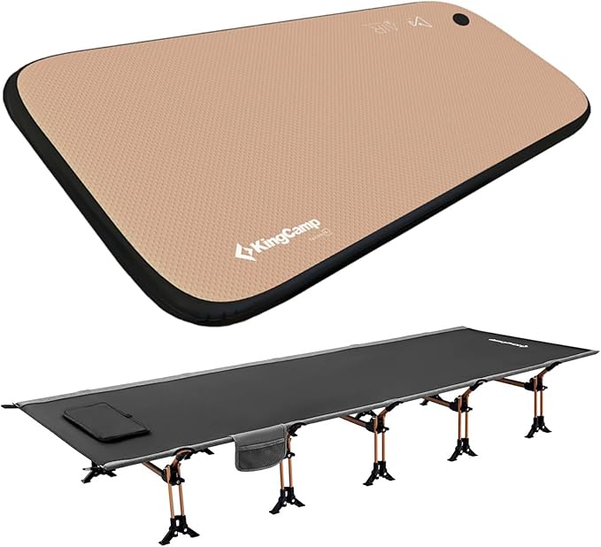 KingCamp Portable Camping Cot &amp Single-Size Sleeping Pad Inflatable Drop‑Stitch Mat