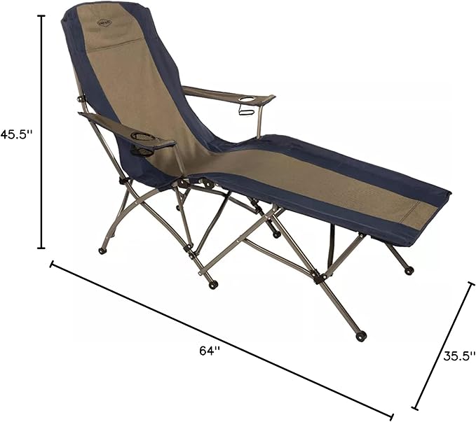 Kamp-Rite Folding Lounge Chair Tan/Blue