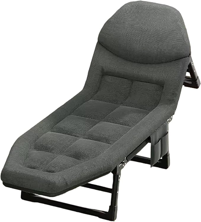 Guest Bed Foldable with Mattress Camping Cot Six Position Adjustable Backrest 8 Legged Support for Home Office Nap Beach Travel No Installation RequiredA-200 * 68 * 30cm