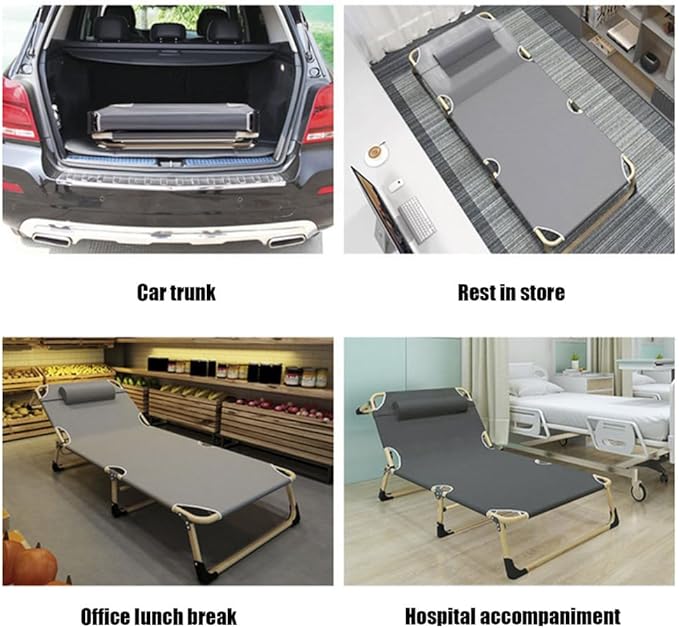 Outdoor Extra Wide Portable Foldable Bed Nap Bed with Mattress Long-Term Lying Without Collapsing Anti-Rollover Suitable for Adults and Children Travel and Camping
