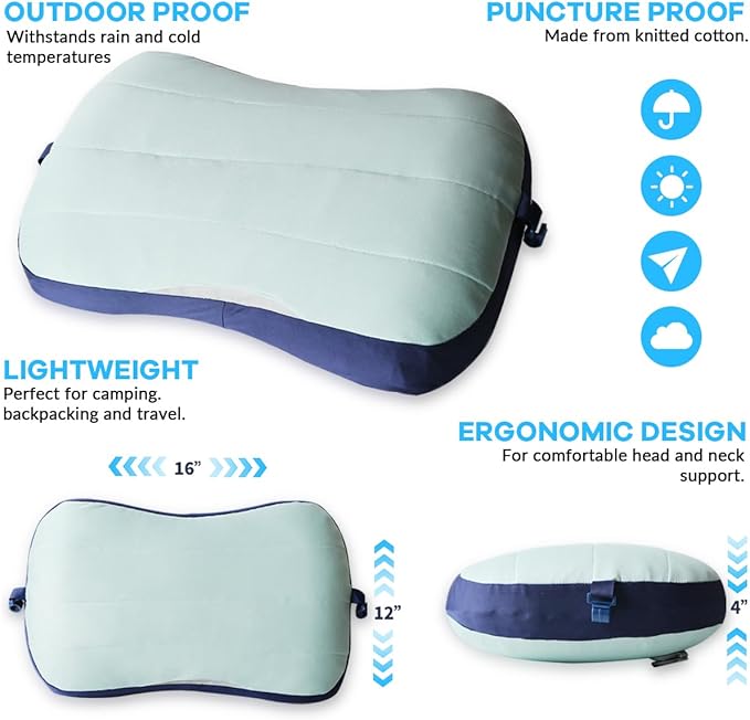 Couleurs Beach Pillow Inflatable Camping Pillow Pool Pillow Removable Pillowcase Ultralight Neck and Waist Support Suitable for Camping Hiking Backpacking (with Ice Pack)