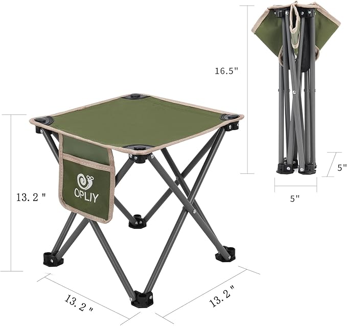 Opliy Camping Stool 2 PackPortable Folding Stool for Outdoor Gardening and Beach Hiking FishingFoot Stool with Carry Bag (Green)