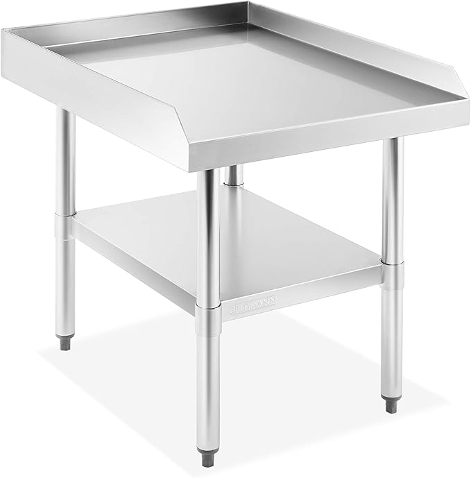 GRIDMANN NSF 16-Gauge Stainless Steel 24 L x 30 W x 24 H Equipment Stand Grill Table with Undershelf for Commercial Restaurant Kitchen