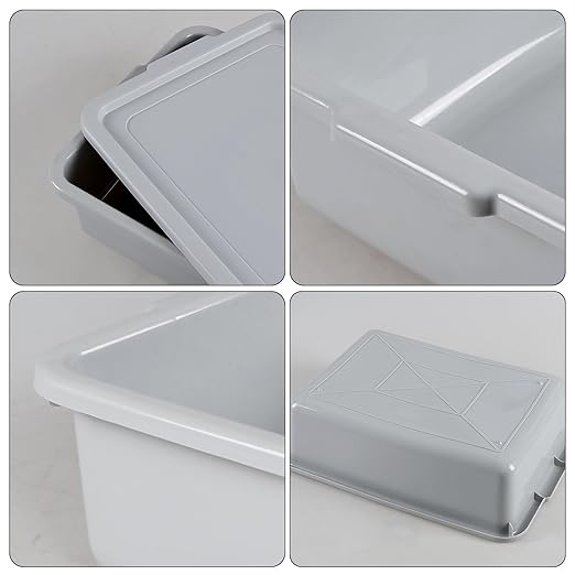 Farmoon 12-Pack 13 L Commercial Bus Tub Box Restaurant Bus Tubs with Lids Grey