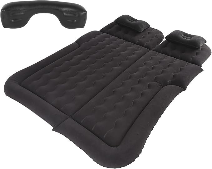 Greensen SUV Air Mattress Camping Car Air Bed Cushion Pillow for Car Sleeping Travel Inflatable Thickened Car Bed Back Seat Mattress with Two Air Pillows (Black)