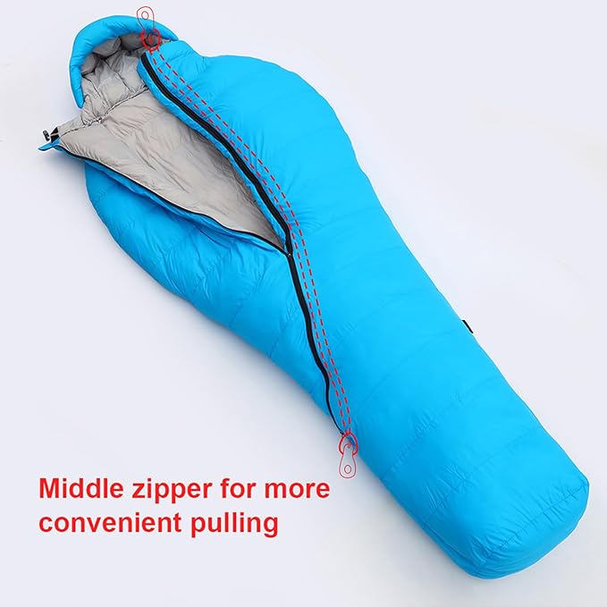 Sleeping Bags 60% Duck Down 0°C Winter High Collar Camping Sleeping Bag for Outdoor Hiking Travel