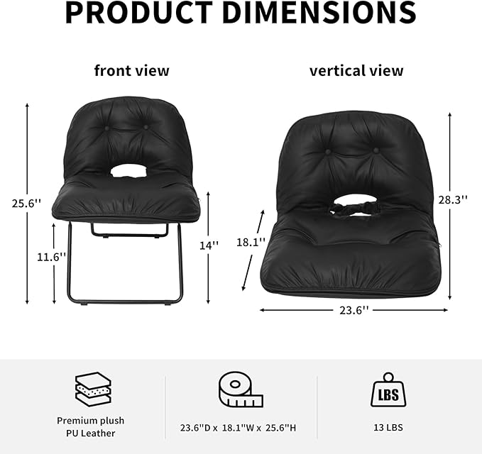 Saucer Accent ChairStylish Foldable Handbag Design for Living Room/Dorm (Black)