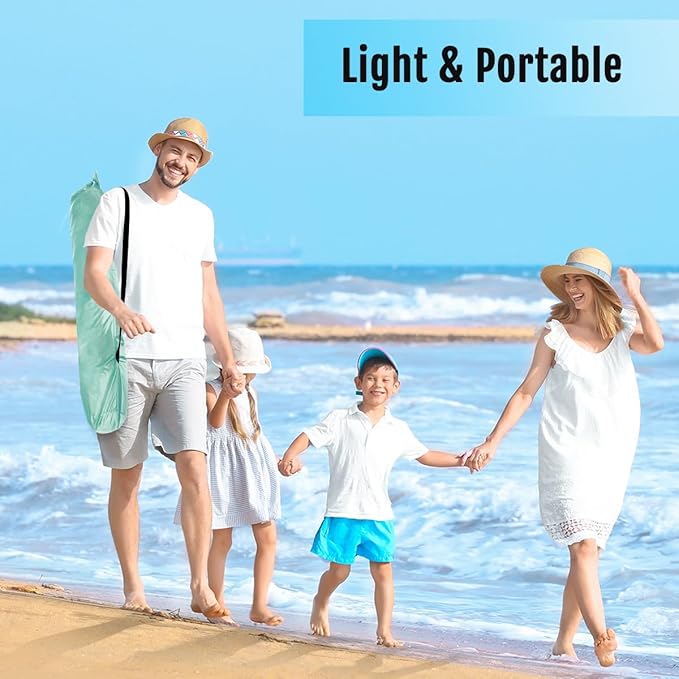 WhiteFang Deluxe Pop Up Beach Tent Sun Shade Shelter for 3-4/5-6 Person UV Protection Extendable Floor with 3 Ventilating Windows Plus Carrying Bag Stakes and Guy Lines