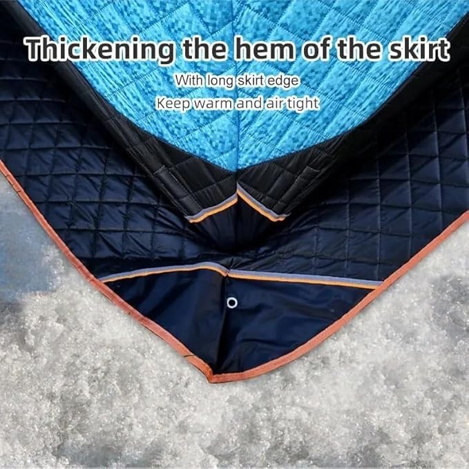 Pop-Up Portable Ice Fishing Tent with Carry Bag Insulated Ice Fishing Shelter with Two Doors &amp Six Windows 3-4 Person