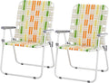 Outvita Webbed Lawn Chairs Set of 2 Foldable Metal Patio Chairs Stable Steel Outdoor Chair for Camping Fishing Beach Poolside Backyard and BBQ