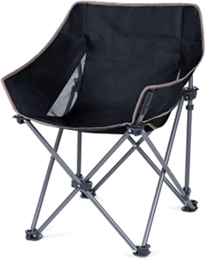 Outdoor Folding Chair Camping Fishing Chair Backrest Moon Chair Black Portable Chair for Camping Expedition Foldable Outdoor seat for Camping Ergonomic Camping Chair Canvas Outdoor Chair for