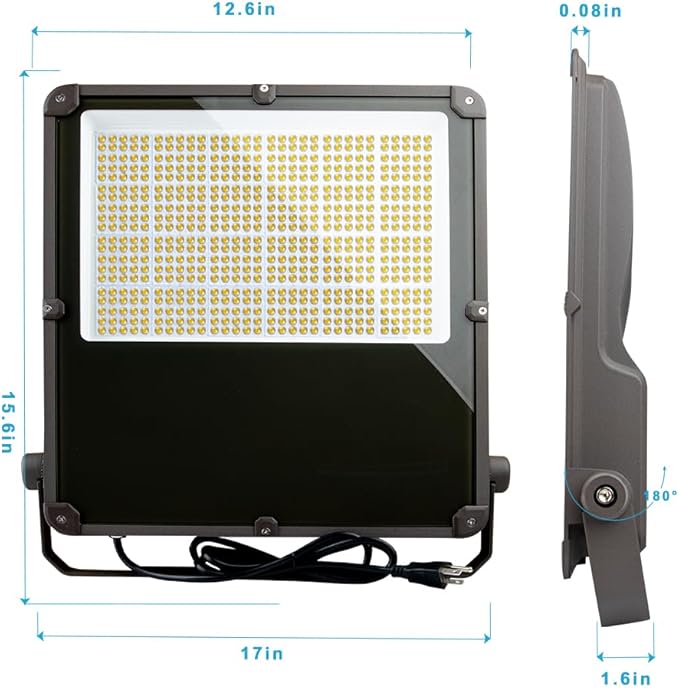 200W LED Flood Light Outdoor 30000Lm Led Stadium Light with Dusk to Dawn photocell IP65 AC100-277V Commercial Area Lighting with Plug for Backyard/Basketball Court-2Pack