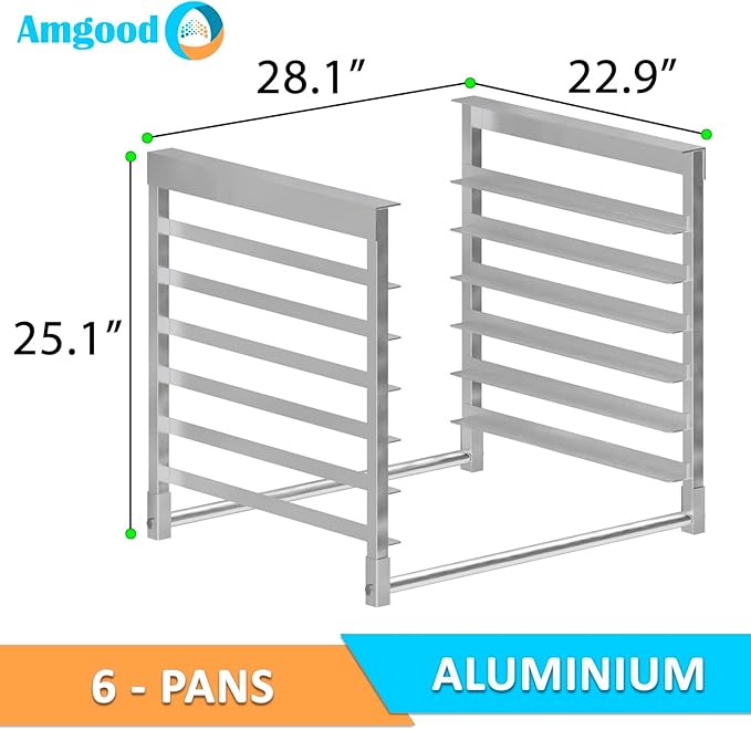 AmGood Table-Mounted Aluminum Bun Pan Rack for 30 Wide Work Tables - 6 Pan Capacity