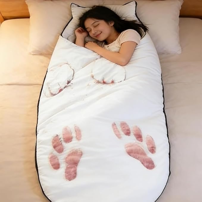 Cat Sleeping Bag - 2026 New Large Cat Shaped Plush Sleeping Bag for Adults Adult-Size Wearable Washable Warm Blanket for Camping and Home Lounging