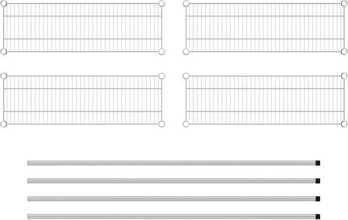 Commercial NSF Listed Chrome Stationary Wire Shelving Kit 12 x 36 x 64 with 4 Shelves Perfect for Warehouse Walk-in Refrigerator Freezer Grocery Store Restaurant Dishroom