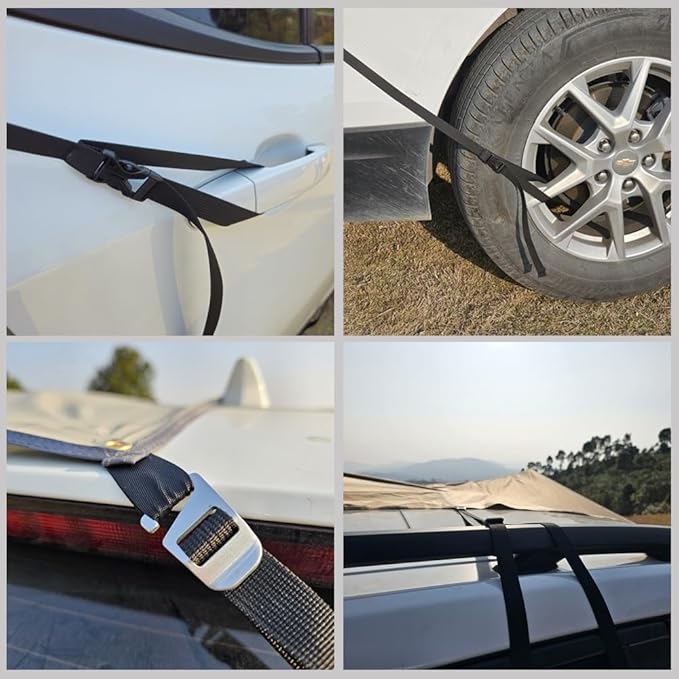 10x16 ft Car Side Awning with Pole Outdoor Camping Tent Tarp Waterproof Canopy Shade Sun Shelter