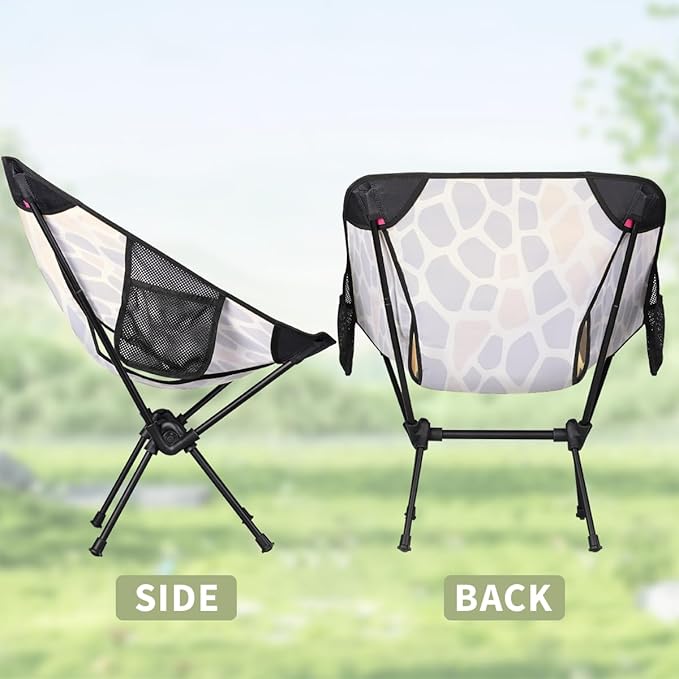 Animal Giraffe Print Camping Chair Lightweight Portable Chairs for Adults Easy Installation Outdoor Foldable Camping Chair for Camping Fishing Hiking Picnic Beach
