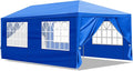 VOYAGEECO 10'x20' Outdoor Party Tent with 6 Removable Sidewalls Waterproof Canopy Patio Wedding Gazebo Blue