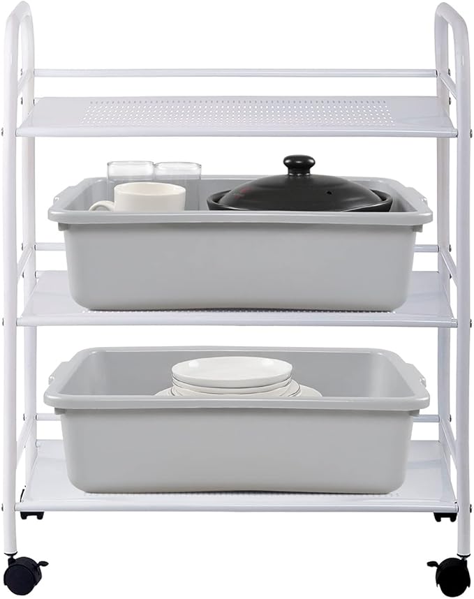 Obstnny 13 L Commercial Bus Tub 3 Pack Plastic Dishpan Basin Grey