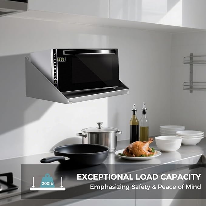 YWTESCH Microwave Shelf Wall Mount 15 x 20 Stainless Steel Commercial Heavy Duty Microwave Shelf 200 lb Commercial Microwave Rack for Restaurant Kitchen Bar and Shop
