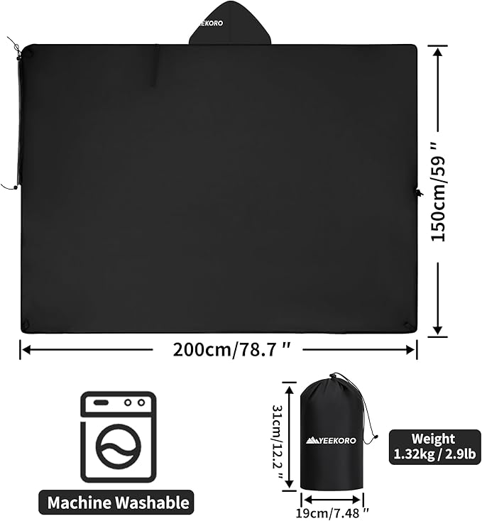 Large Camping Blanket Hooded Stadium Blanket with Crystal Velvet Lining Waterproof Windproof Warm Outdoor Blankets for Camping Picnic Stadium Sports Beach Concerts (59x 79)