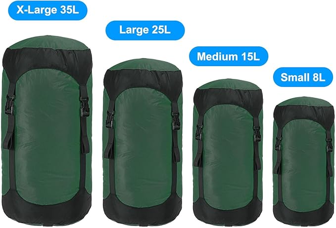 PATIKIL Compression Stuff Sack 8L Waterproof Sleeping Bag Lightweight Compression Storage Sack for Backpacking Camping Green