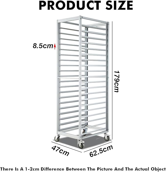 Quick Rack for Baking PansCommercial 3.5-Inch Spacing Bread Baking Rack with 4 Wheels - 9-Layer Kitchen Cooling Rack for Bakeries Restaurants and Food Service (100x62.5x47cm)