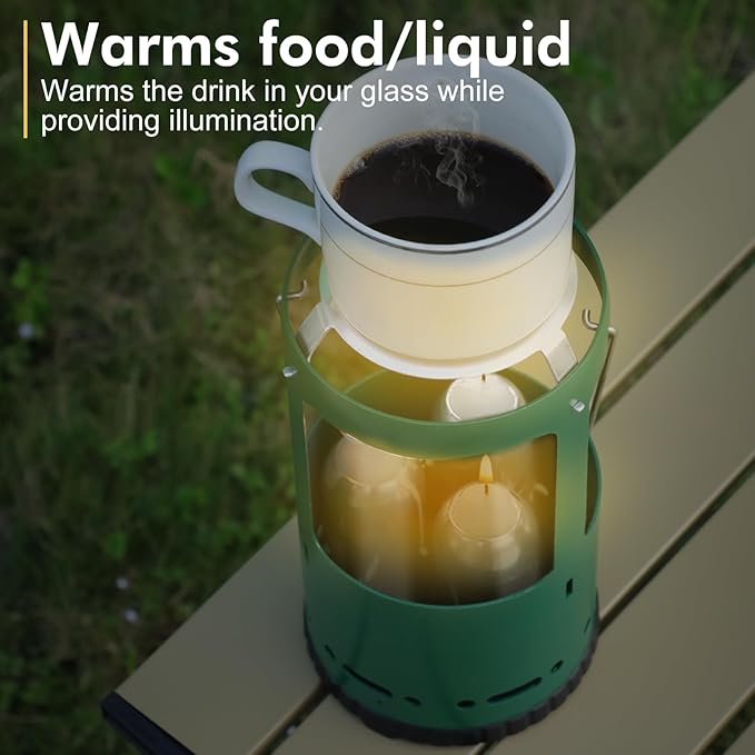 Candle Lantern Camping Gear for Campers and Emergency Use Without Candles (Green)