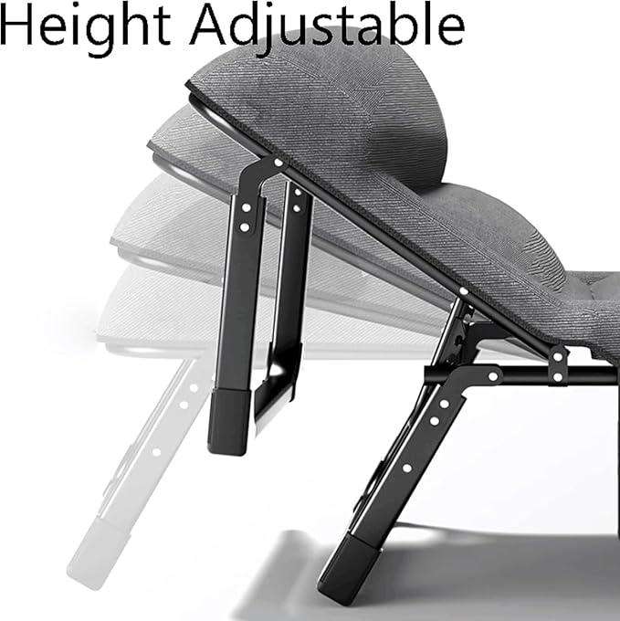 Cotton and Linen Fabrics Camping Cot Built-in Pillow Portable Folding Bed for Sleeping 4-Level Adjustable Folding Cot for Office