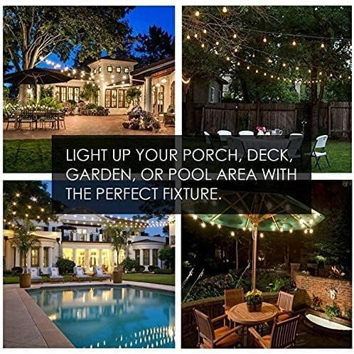 SUNTHIN White String Lights 48ft White Outdoor Lights with 16 1W Shatterproof LED Bulbs for Patio Garden Backyard Porch Cafe Deck Wedding Party