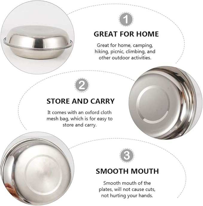 1set Outdoor Stainless Steel Dining Portable Camping Tableware for Hiking Picnics and Bbqs and Convenient Travel Utensils Storage Bag