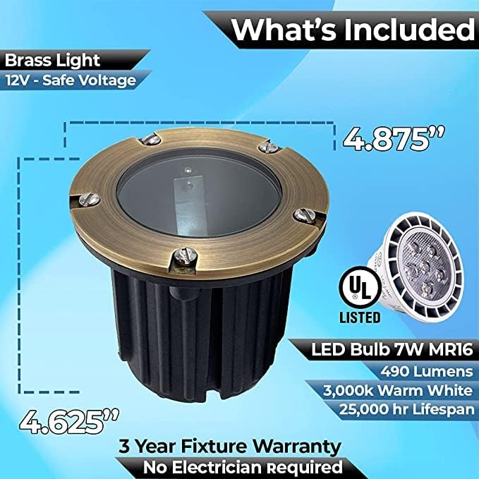 LED Low Voltage Landscape Lighting Well Lights 112 173174 (173 Bulb Included 4 Pack)
