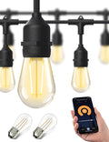 XMCOSY+ Smart Outdoor String Lights 98Ft LED Patio Lights Waterproof IP65 App Control Compatible with Alexa Dimmable Edison Bulbs Outdoor Light for Yard Porch Bistro Outside