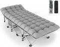 ZENPETIO Camping Cot for Adults - Heavy-Duty Cot Bed with Mattress Portable Sleeping Cots for Outdoor Indoor 1200D Oxford Folding Cots for Home Travel Max Load 500LBS Fits People up to 6'3 Gray