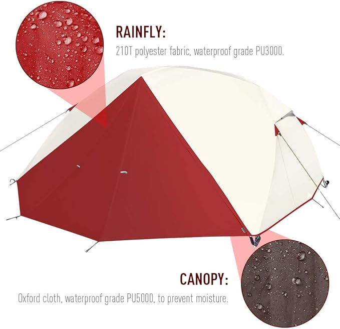 Forceatt Camping Tent for 3 Persons Backpacking Tent Waterproof &amp Windproof Easy Set up 丨 Instant Tent with Rain Fly for Camping Hiking Family Trips