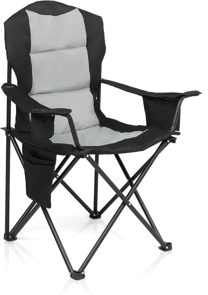 35 * 22 * 41in Black Grey Camping Chair Steel Pipe Oxford Cloth