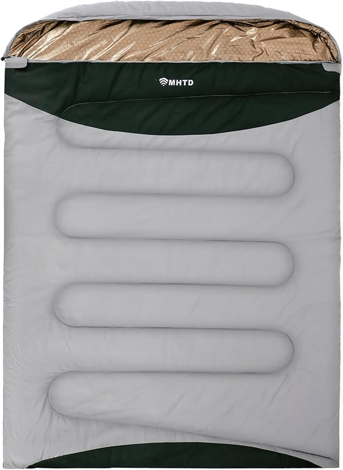 Double Sleeping Bag for Adults Cold Weather 0 Degrees Heavy Duty Two Person Sleeping Bag for Camping Cotton Canvas YKK Zipper Portable