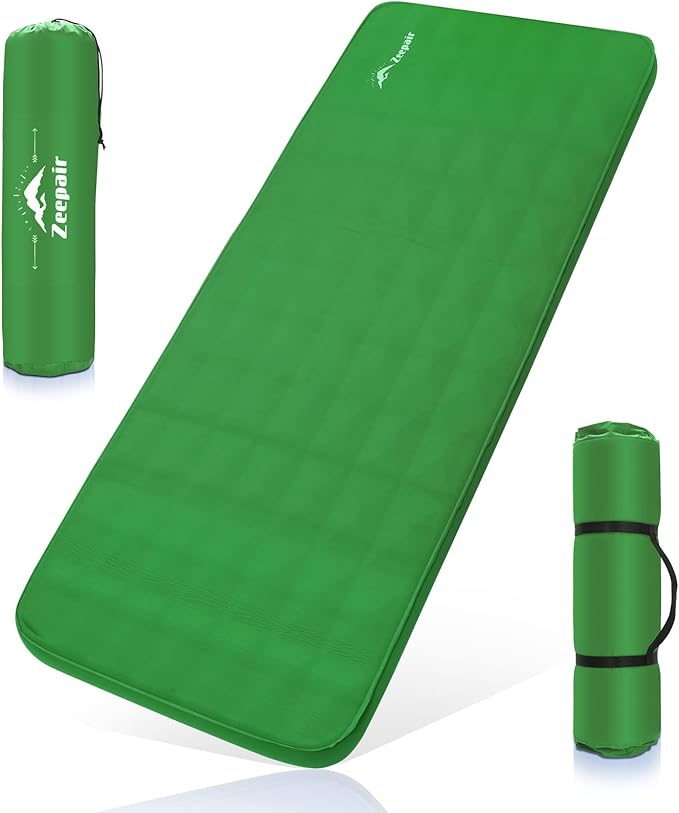 Buheco Sleeping Pad for Camping Self-Inflating 9.5 R Value 3 Ultra-Thick Memory Foam Comfort Plus Camping Mats for Backpacking Travelling &amp Hiking Portable Air Mattress for 4-Season Green