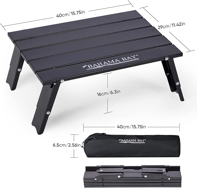 Old Bahama Bay Ultralight Aluminum Mini Table 66lbs/30kg Weight Capacity Foldable Small Beach Table with Retractable LegsSuitable for Picnic Camping Outdoor Hiking