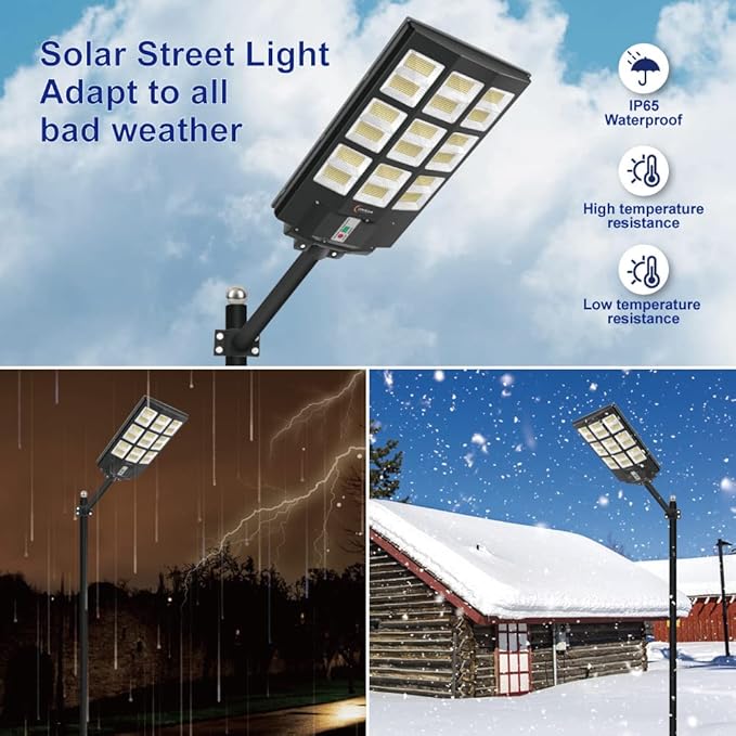 4200W Solar Street Lights Outdoor Motion Sensor Dusk to Dawn Solar Flood Lights Super Bright 7000K Security Lights IP66 Waterproof Solar Powered for Parking Lot Street Yard(2 Pack)