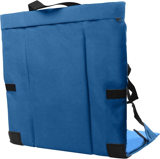Folding Stadium Seat Cushion with Backrest Portable Bleacher Pad for Camping Fishing15.8'' x 16.5''Lightweight Chair with Backrest for Outdoor Sports and Concerts (Blue)